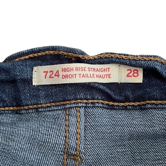 Levi's 724 High Rise Straight Jeans Distressed Ripped - Picture 7 of 16